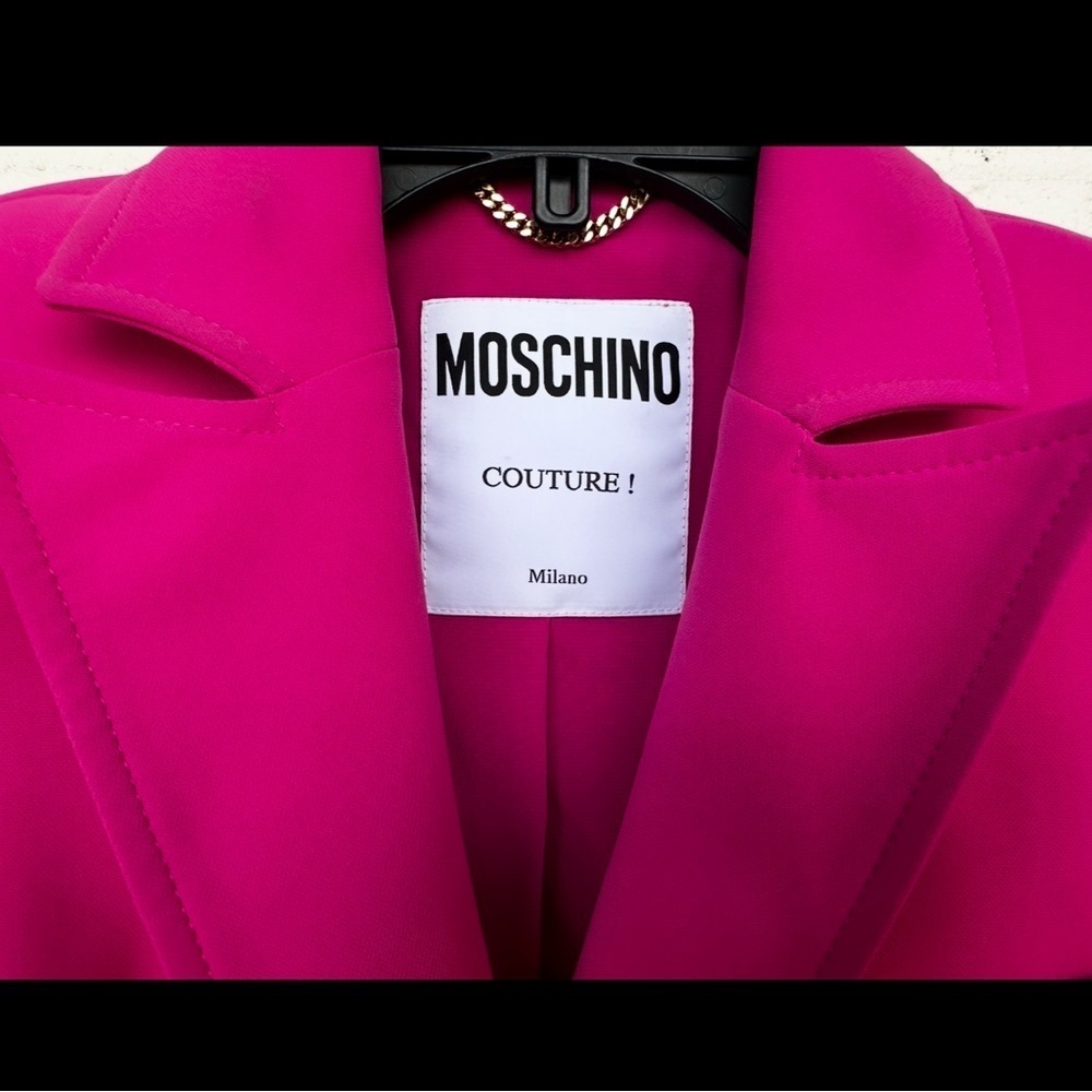 New Moschino Bondage Lacing Crepe Hot Pink Blazer Size 4 - Picture 7 of 16